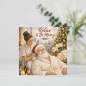 Relax & Be Merry | サンタのフェイシャル ホリデーカード (スタンド正面)