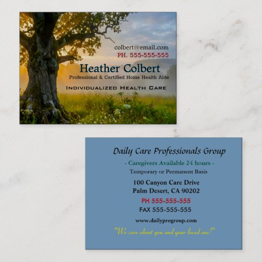 Relax Calm Care Professional 名刺 (正面/裏面)