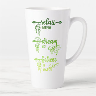 Relax, Dream, Believe, Green Ombre Boho Latte Mug カフェラテマグ