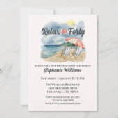 Relax @ Forty Tropical Beach Chair 40th Birthday 招待状 (正面)