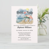 Relax @ Forty Tropical Beach Chair 40th Birthday 招待状 (スタンド正面)