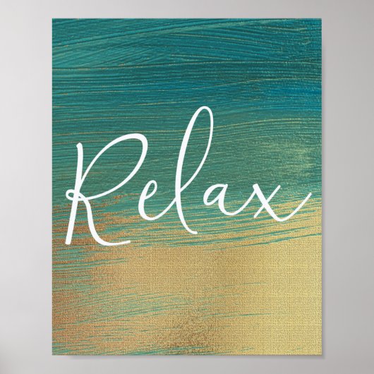 Relax Green Gold Scripture Bathroom wall poster ポスター (正面)