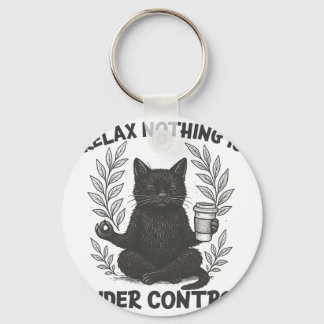 Relax Nothing Is Under Control Funny Sarcastic Cat キーホルダー