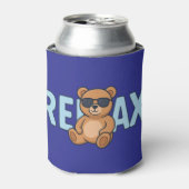 Relax Teddy Bear with Sunglasses Cartoon Design 缶クーラー (缶正面)