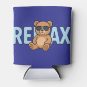 Relax Teddy Bear with Sunglasses Cartoon Design 缶クーラー (正面)