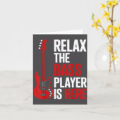 Relax The B Player Is Here Retro Guitar Musician F カード (黄色い花)