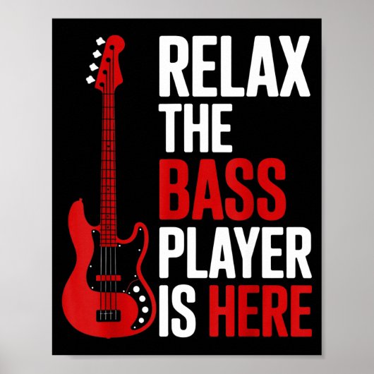 Relax The B Player Is Here Retro Guitar Musician F ポスター (正面)