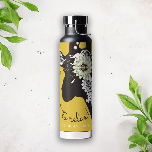 Relax - Yellow Funky Funny Giraffe ウォーターボトル