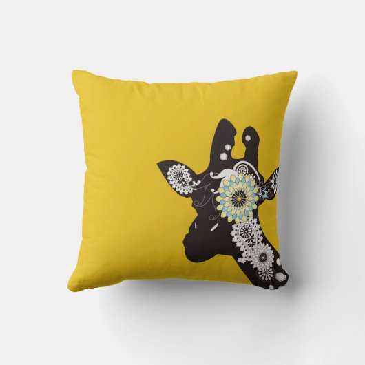 Relax Yellow Funky Funny Giraffe クッション (裏面)