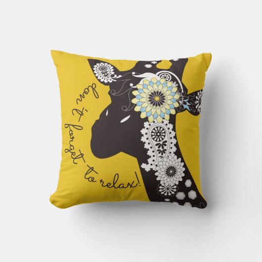 Relax Yellow Funky Funny Giraffe クッション (正面)