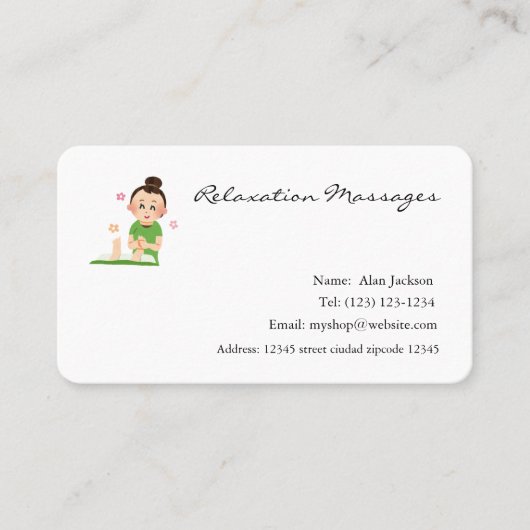 Relaxation Massages business cards 名刺 (正面)