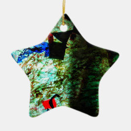 Relaxed blue texture ornament star,Dazzling calm  セラミックオーナメント