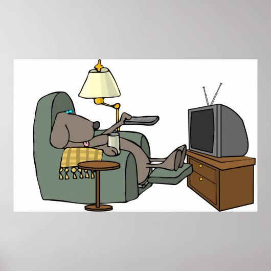 Relaxed Dog Watching TV ポスター (正面)