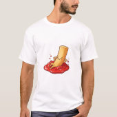 Relaxed French Fry Character Lounging in Ketchup Tシャツ (正面)