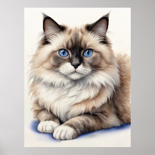 Relaxed Ragdoll Cat Illustration Cozy Pet  ポスター (正面)