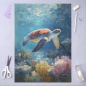 Relaxed Swimming Sea Turtle Decoupage 薄葉紙 (クラフト)