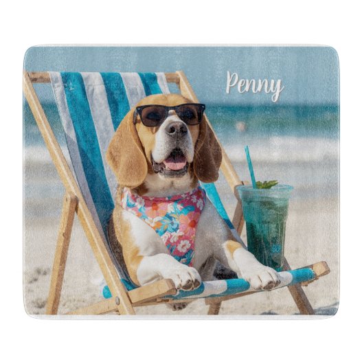 Relaxing Beagle Personalized カッティングボード (正面)