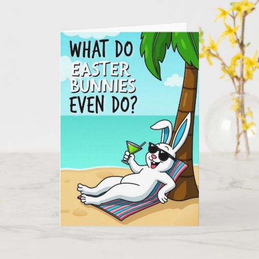 Relaxing Bunny Vacation Card カード (黄色い花)
