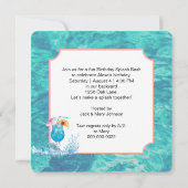 Relaxing Flamingo Floating On a Pool Mattress 招待状 (裏面)