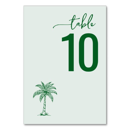 Relaxing Green Minimalist Table Sign テーブルナンバー (正面)