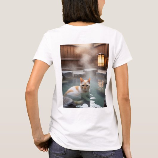 Relaxing Hot Spring Cat Tシャツ (裏面)