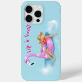 Relaxing in the pool on a hot pink flamingo float Case-Mate iPhoneケース (裏面)
