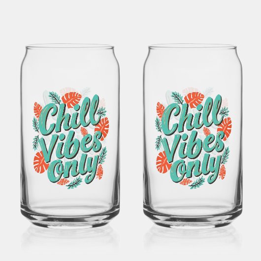Relaxing Summer Chill Vibes Only Typography ガラス缶 (裏面)
