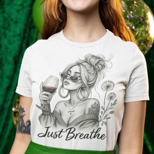 Relaxing Woman with Wine Breathe Sublimation Tシャツ