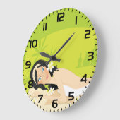 Relaxing Zen Spa Woman Tropical Wellness ラージ壁時計 (傾斜)