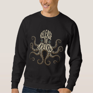 Release The Kraken Vintage Typography Octopus スウェットシャツ