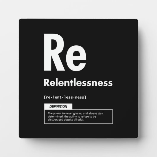 Relentless – 成功の要素 – やる気を起こさせる フォトプラーク (正面)