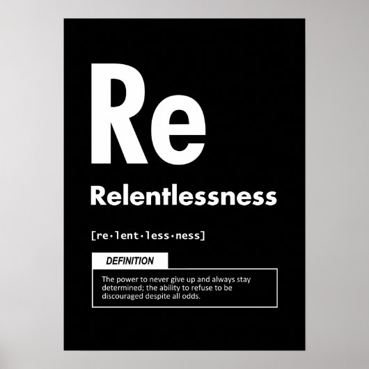 Relentless – 成功の要素 – やる気を起こさせる ポスター (正面)