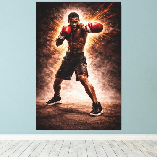 Relentless Force – Boxing Power Canvas Print キャンバスプリント (インサイチュ (ウッドフロア))