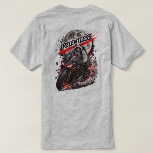 Relentless Wolf Motorcycle Back Print T-Shirt Tシャツ (デザイン裏面)