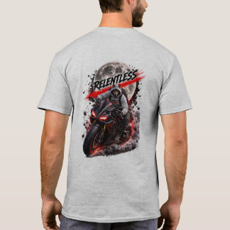 Relentless Wolf Motorcycle Back Print T-Shirt Tシャツ