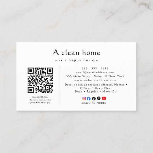 Reliable Cleaning 名刺 (裏面)
