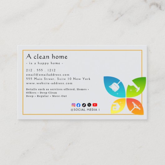 Reliable Cleaning 名刺 (裏面)