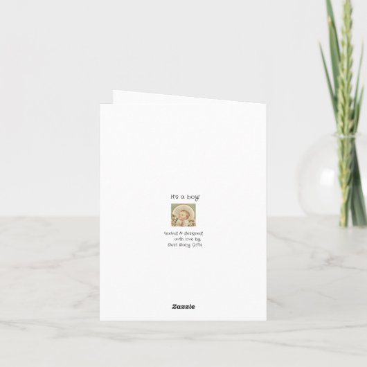 Religious Baby Boy Congratulations, Custom Text  カード (裏面)