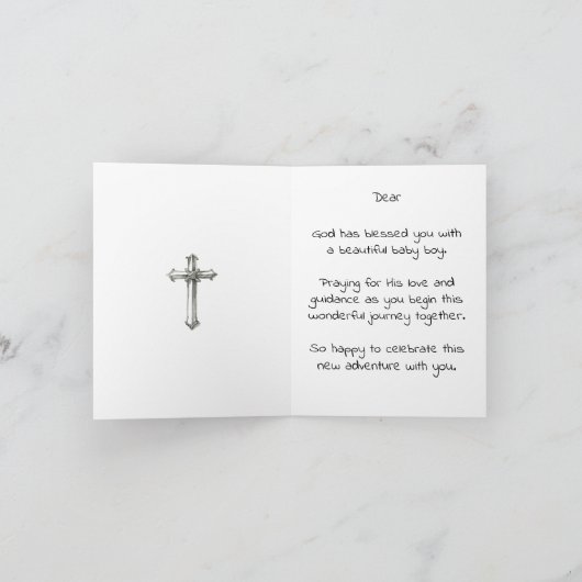 Religious Baby Boy Congratulations, Custom Text カード (内部)
