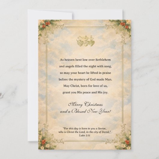 Religious Baby Jesus Angels Scripture シーズンカード (裏面)