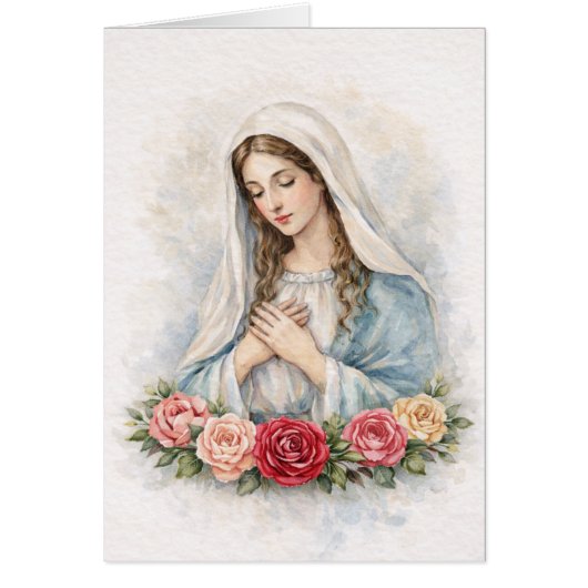 Religious Blessed Mary Floral Roses Scripture (正面)