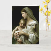 Religious Blessed Virgin Mary Jesus Lamb カード (黄色い花)