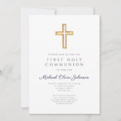 Religious Blue Boy First Communion 招待状 (正面)