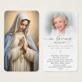 Religious Catholic Virgin Mary Cross Prayer Card (正面&裏面)