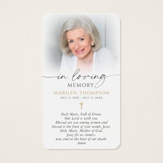 Religious Catholic Virgin Mary Cross Prayer Card (裏面)