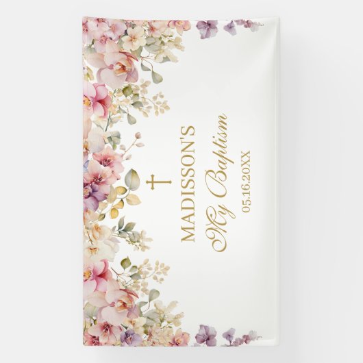 Religious Celebration Floral Orchids backdrop 横断幕 (縦)