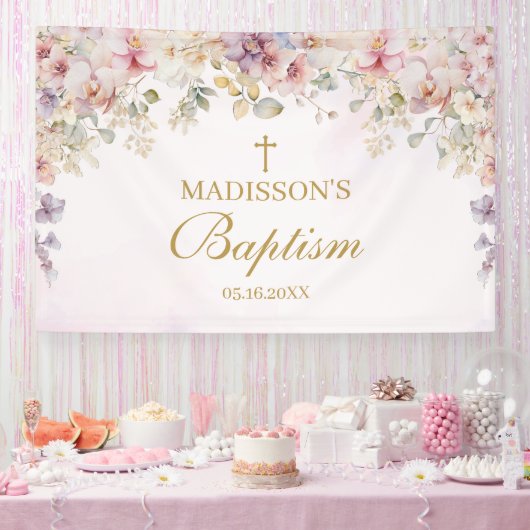 Religious Celebration Floral Orchids backdrop 横断幕 (パーティー)