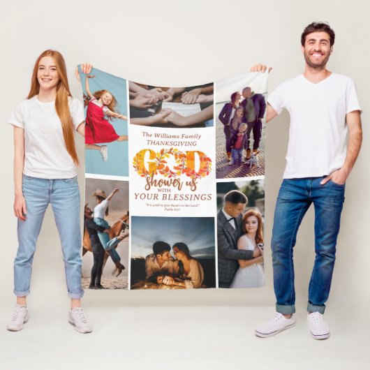 Religious Christian Thanksgiving Faith Bible Quote フリースブランケット (インサイチュ)