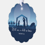 Religious Christmas Bible Verse Nativity Scene オーナメントカード (左)