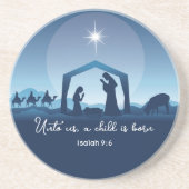 Religious Christmas Bible Verse Nativity Scene コースター (正面)